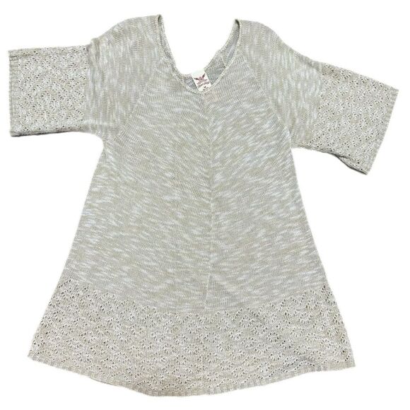 Faded Glory Tan Cream Knit Short Sleeve Tunic V-Neck Women Medium. - Picture 1 of 10
